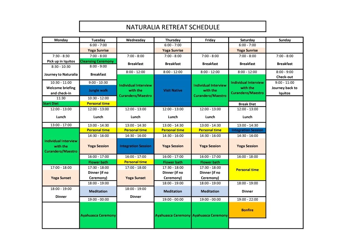 Our Retreat Schedule 