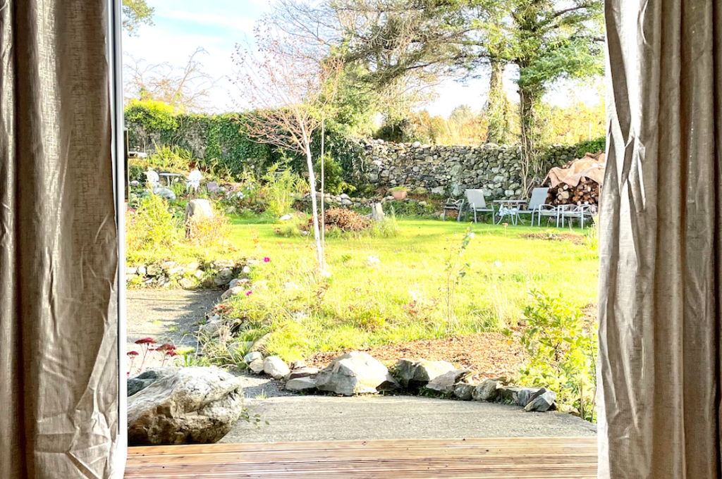 Garden view of Nant Heddwch